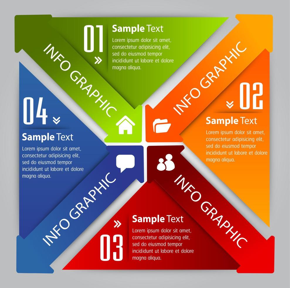 infographie colorée en 4 étapes vecteur