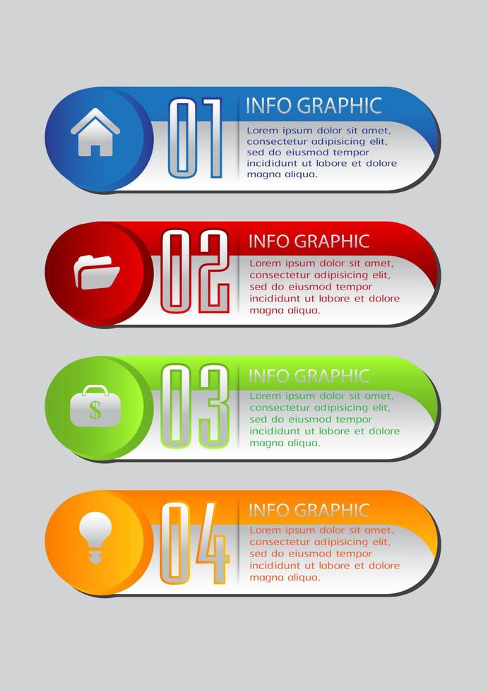 infographie colorée en 4 étapes vecteur