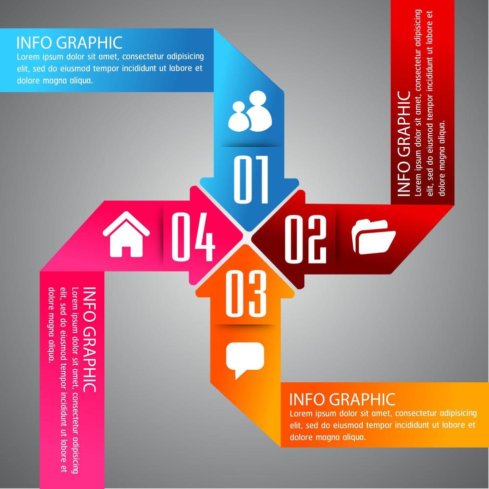 infographie colorée en 4 étapes vecteur