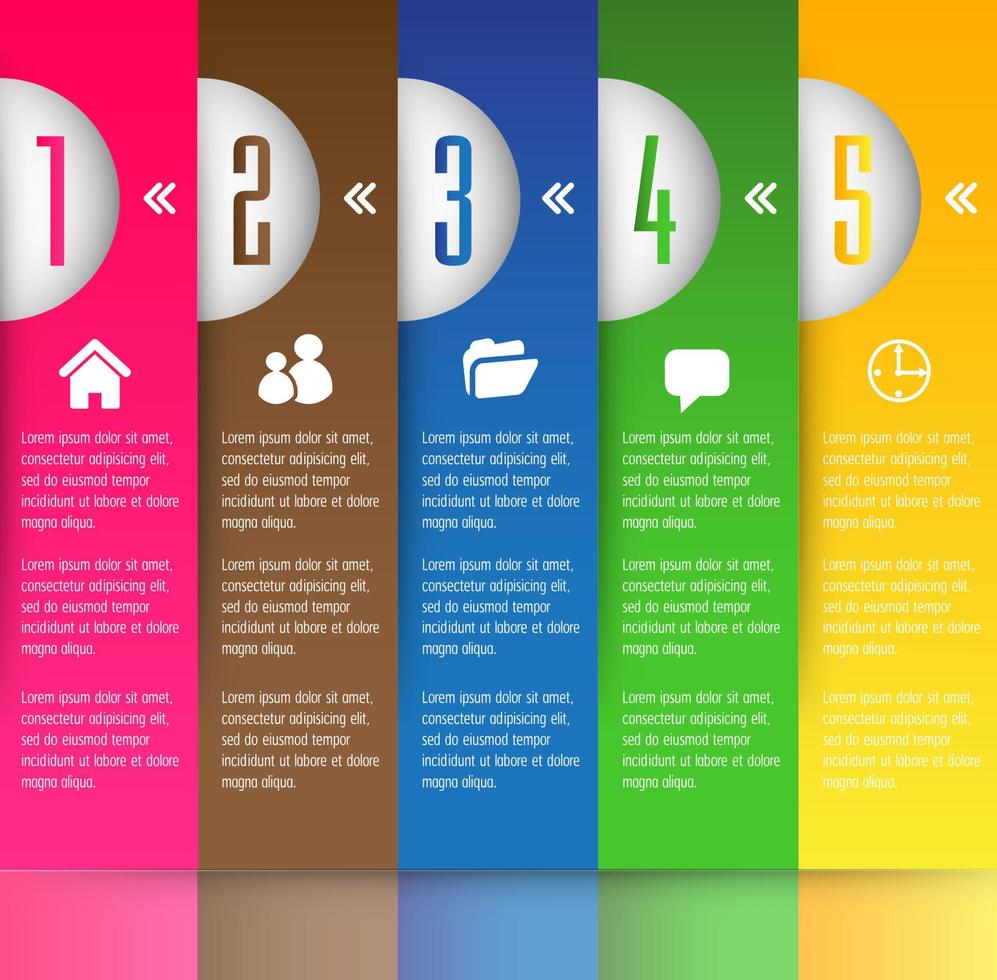 infographie colorée en 5 étapes vecteur