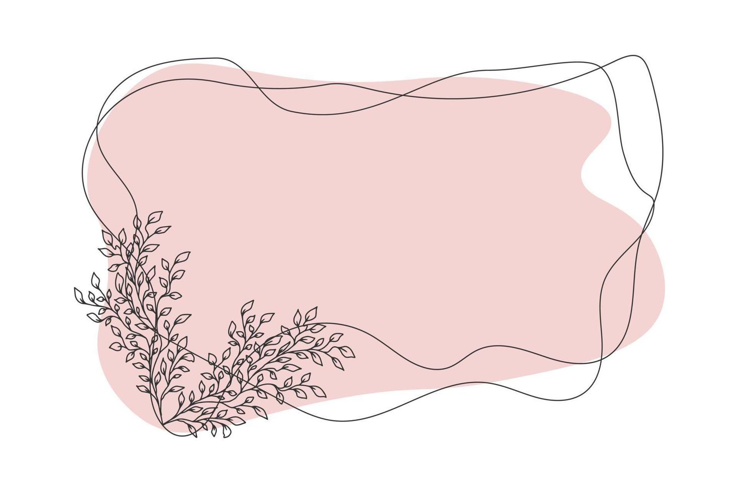 joli cadre floral avec des tiges avec des feuilles dans un style doodle. isolé sur des éléments blancs pour la conception vecteur