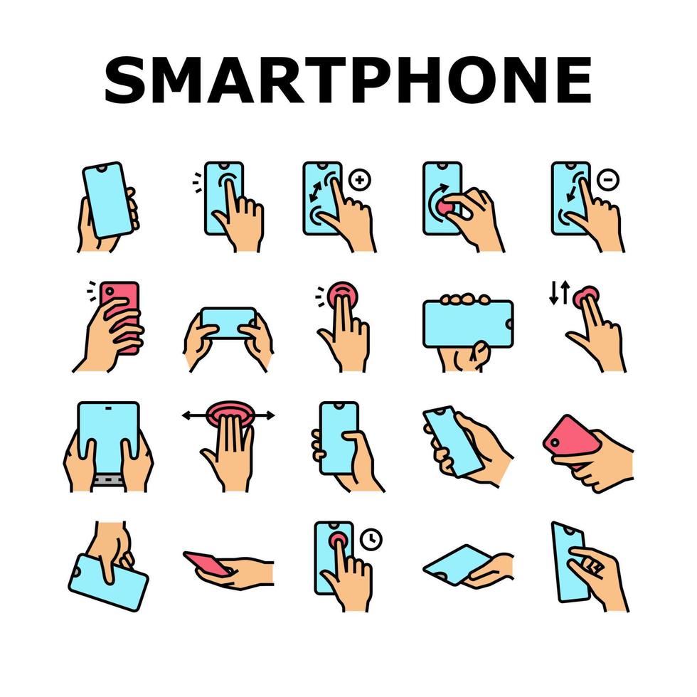 vecteur de jeu d'icônes de collection de gestes de smartphone