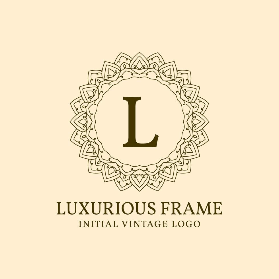 lettre l élément de conception de logo vectoriel vintage initial cadre luxueux