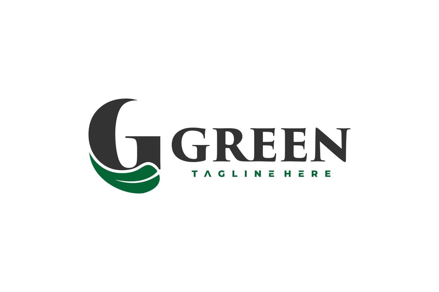 lettre g logo feuille verte vecteur