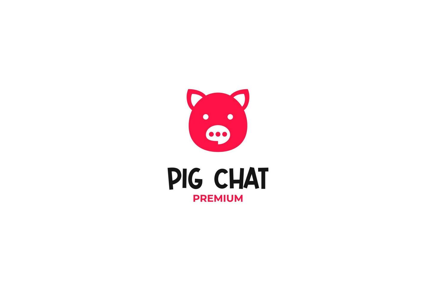 plat minimaliste cochon chat logo design vecteur modèle illustration idée