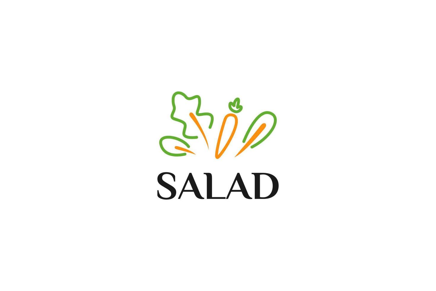 idée d'illustration vectorielle de création de logo de salade bio fraîche et plate vecteur