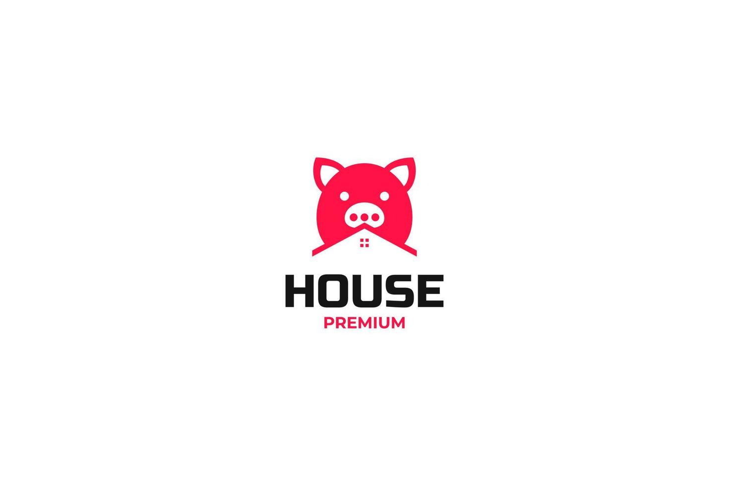 plat minimaliste cochon maison logo design vecteur modèle illustration idée
