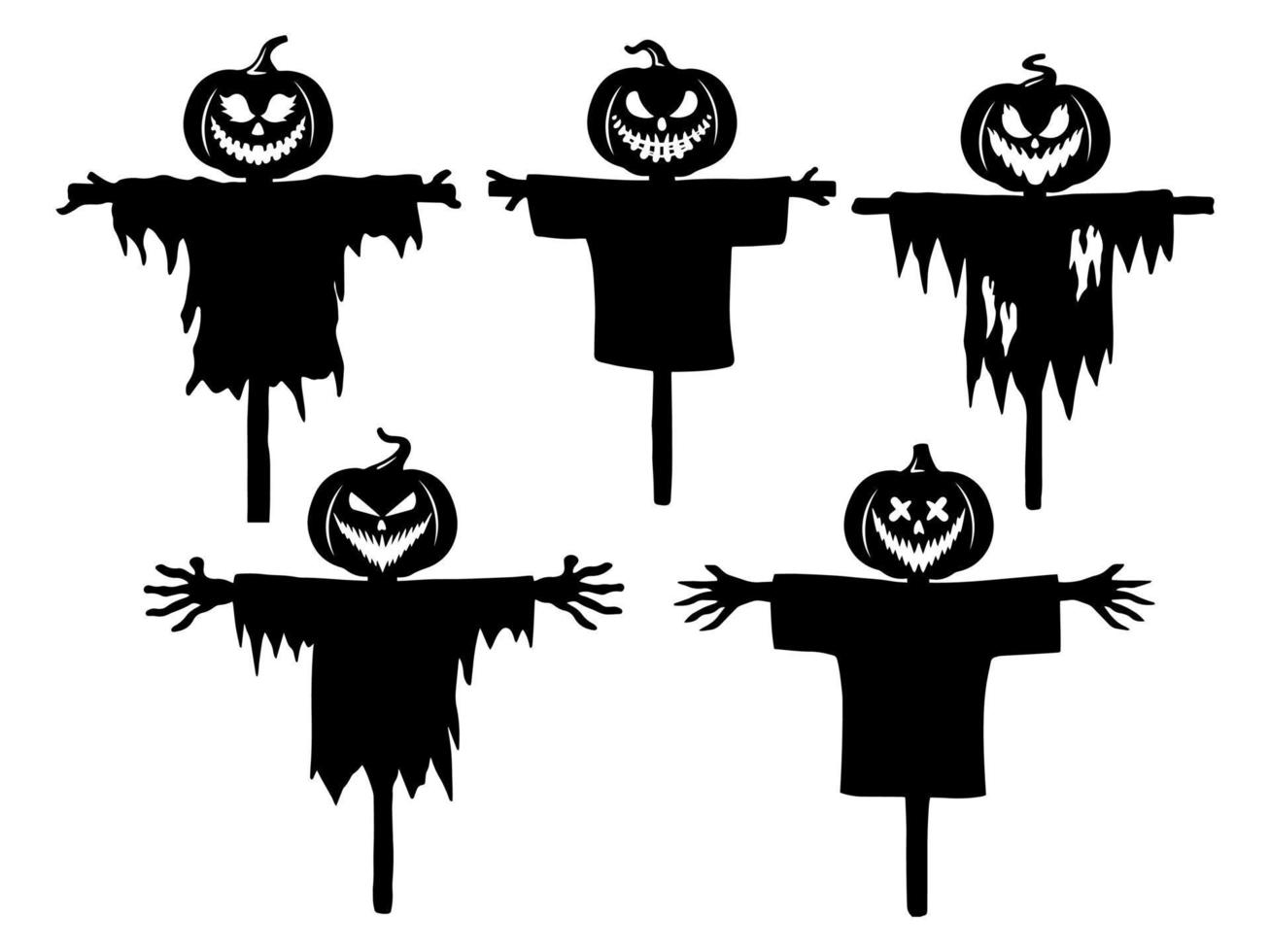 illustration de silhouette d'épouvantail halloween vecteur
