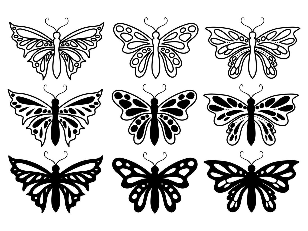 illustration de doodle dessin au trait papillon vecteur