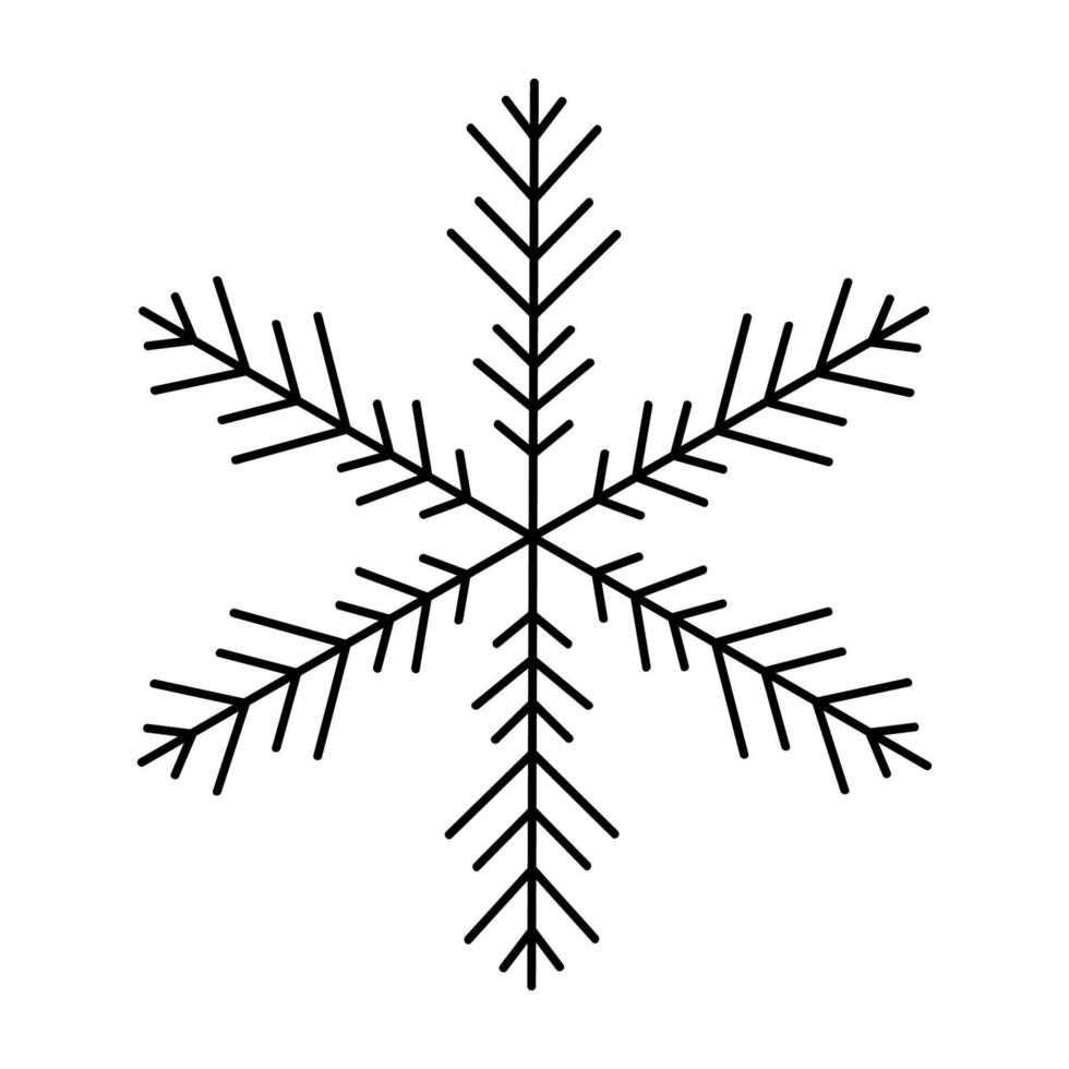 doodle de flocon de neige isolé sur fond blanc. illustration vectorielle dessinée à la main. parfait pour les conceptions de vacances et de Noël, les cartes, le logo, les décorations. vecteur