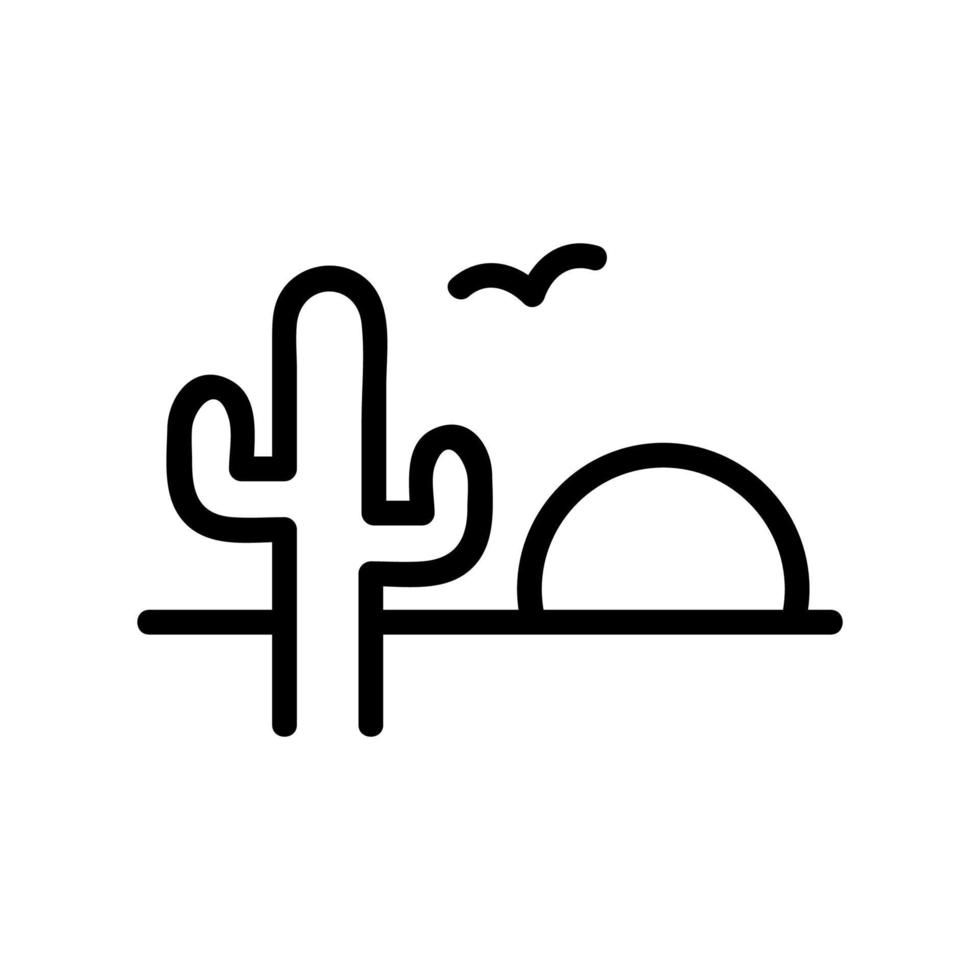 illustration vectorielle de l'icône du désert de cactus au coucher du soleil vecteur