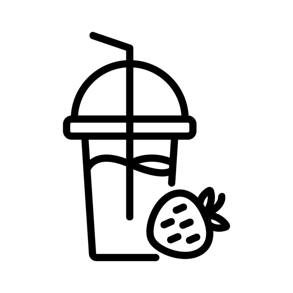 illustration de contour vectoriel icône cocktail aux fraises