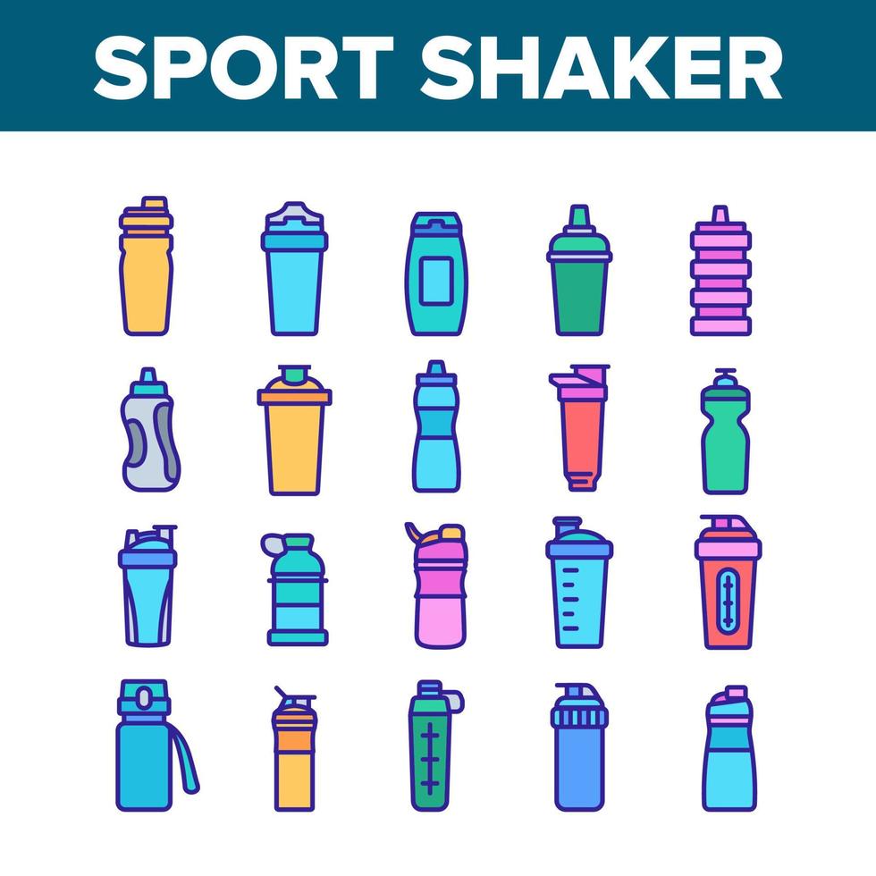ensemble d'icônes de collection d'outils de shaker de sport vecteur