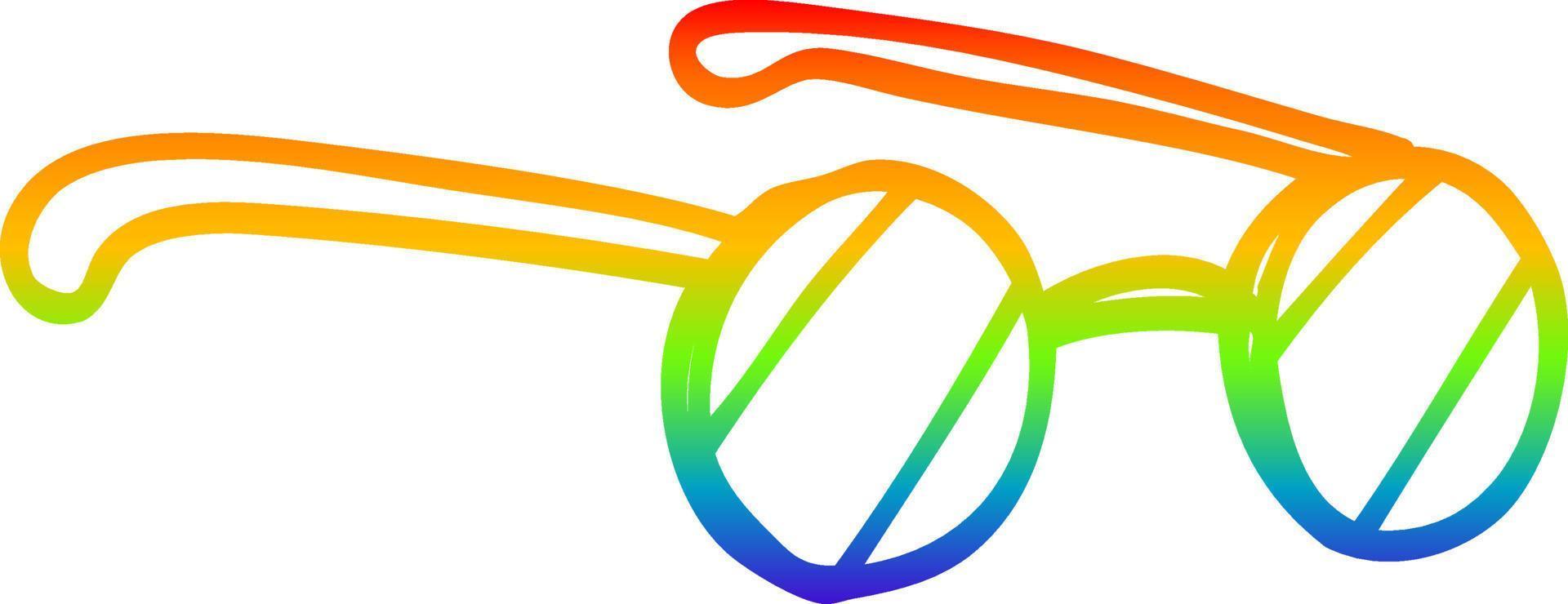 arc en ciel gradient ligne dessin dessin animé lunettes vecteur