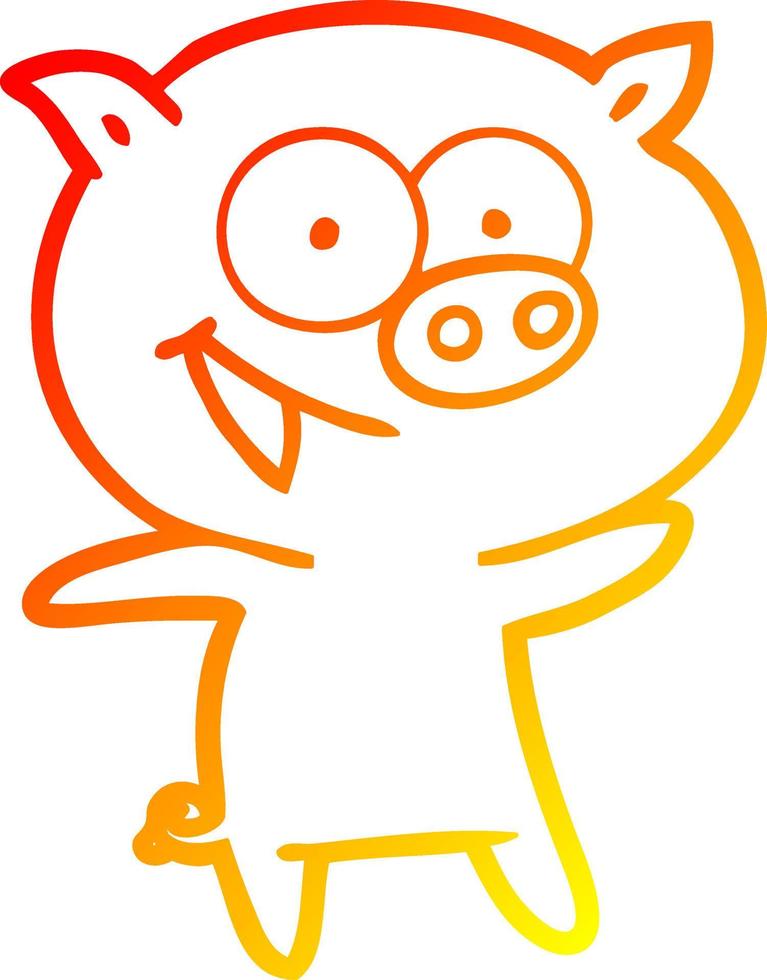 dessin de ligne de gradient chaud dessin de cochon joyeux vecteur