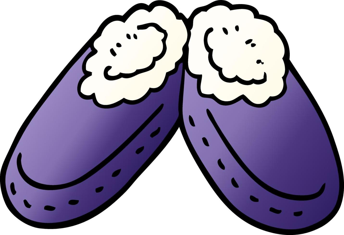 dessin animé doodle pantoufles violettes vecteur