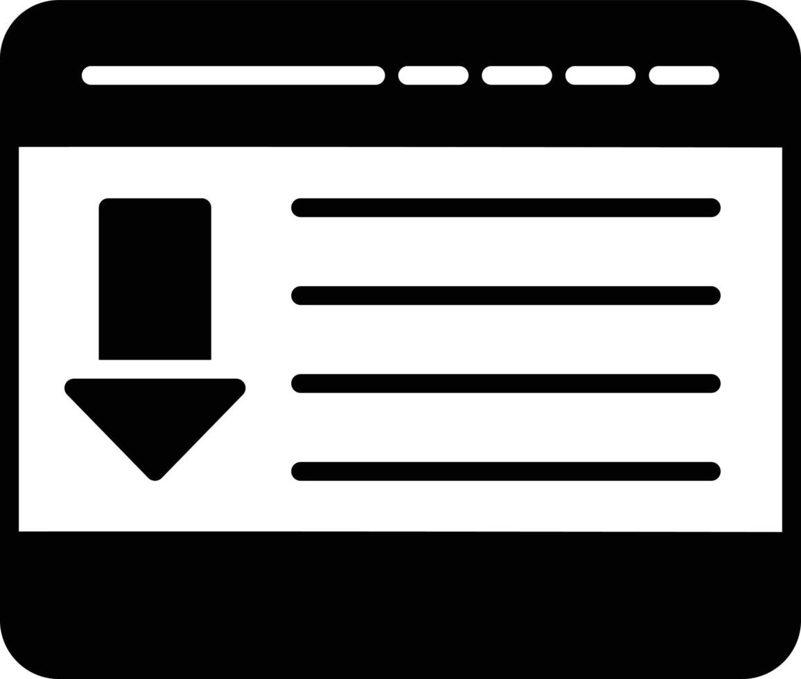 icône de glyphe de téléchargement de navigateur vecteur