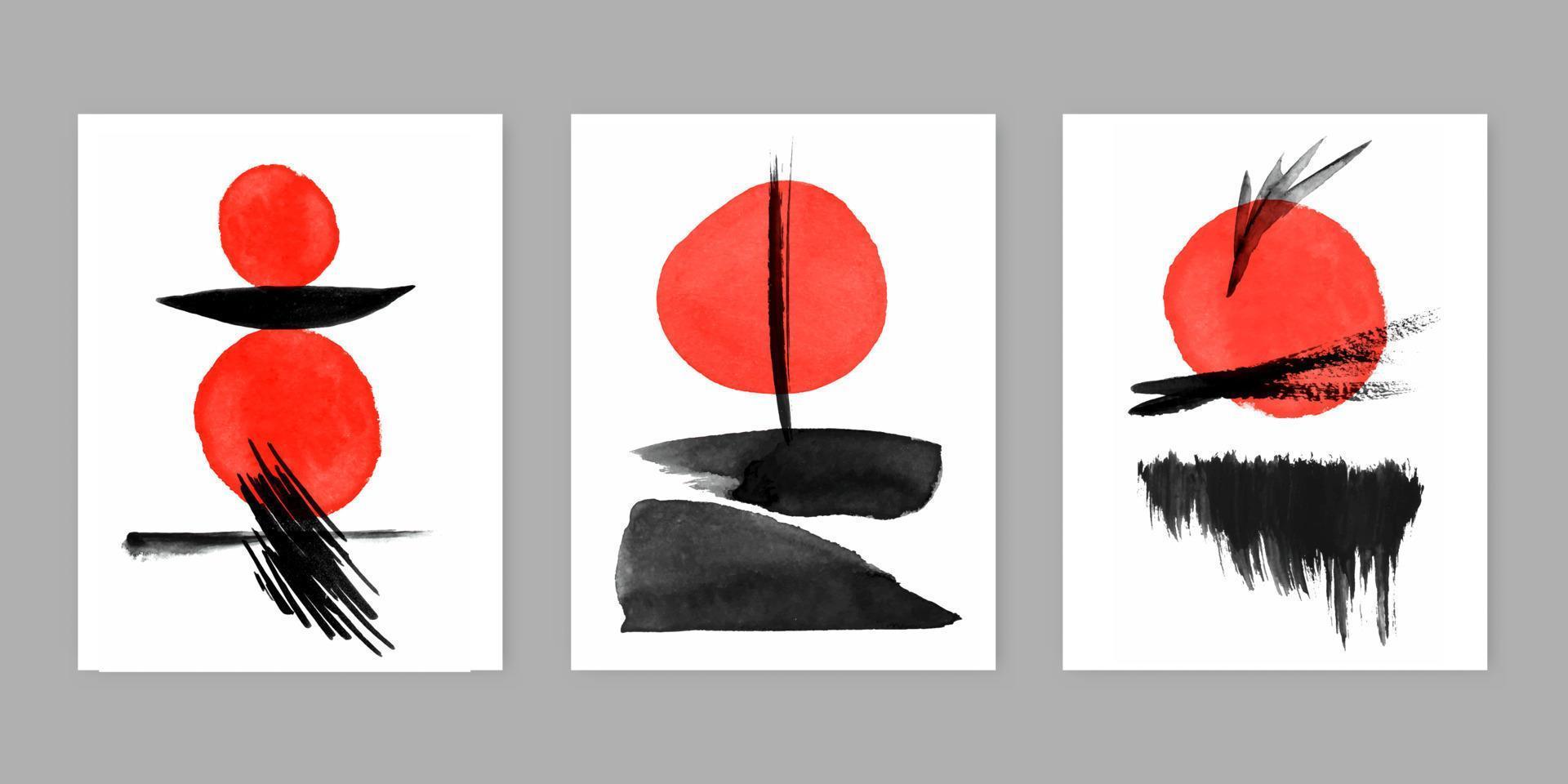 collection de dessins d'art abstrait sur le thème traditionnel japonais vecteur