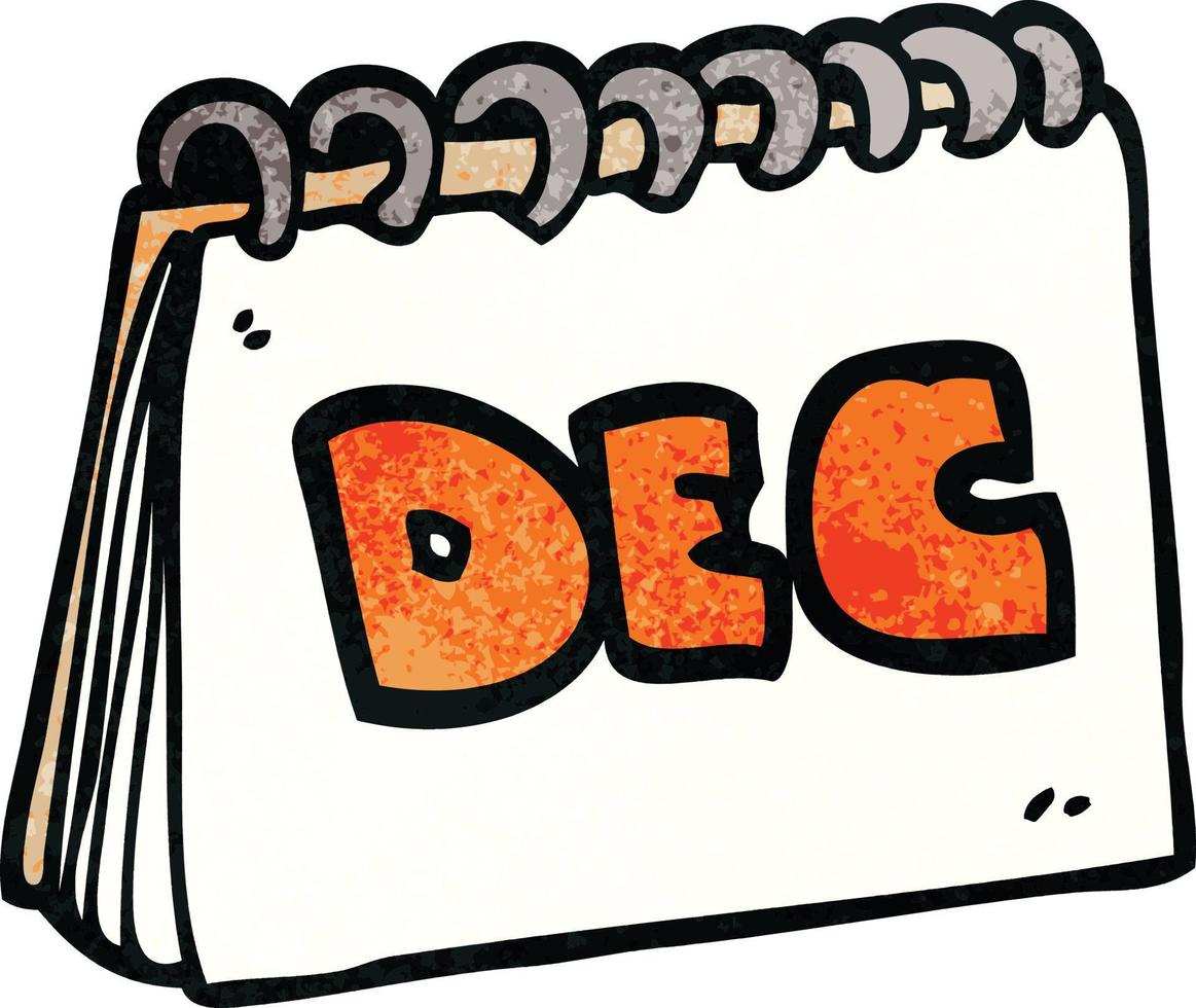 calendrier de doodle de dessin animé montrant le mois de décembre vecteur