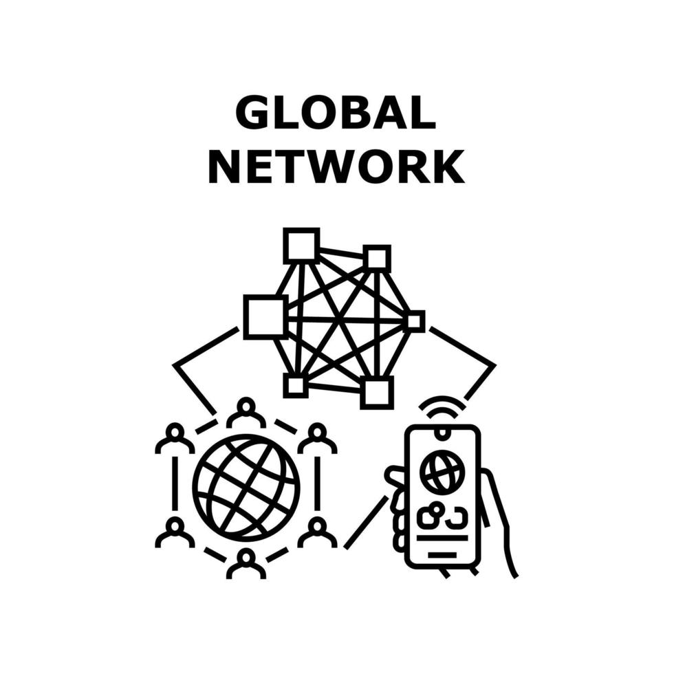 illustration vectorielle de l'icône du réseau mondial vecteur