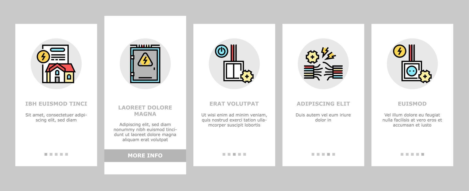 outil d'installation électrique onboarding icons set vector