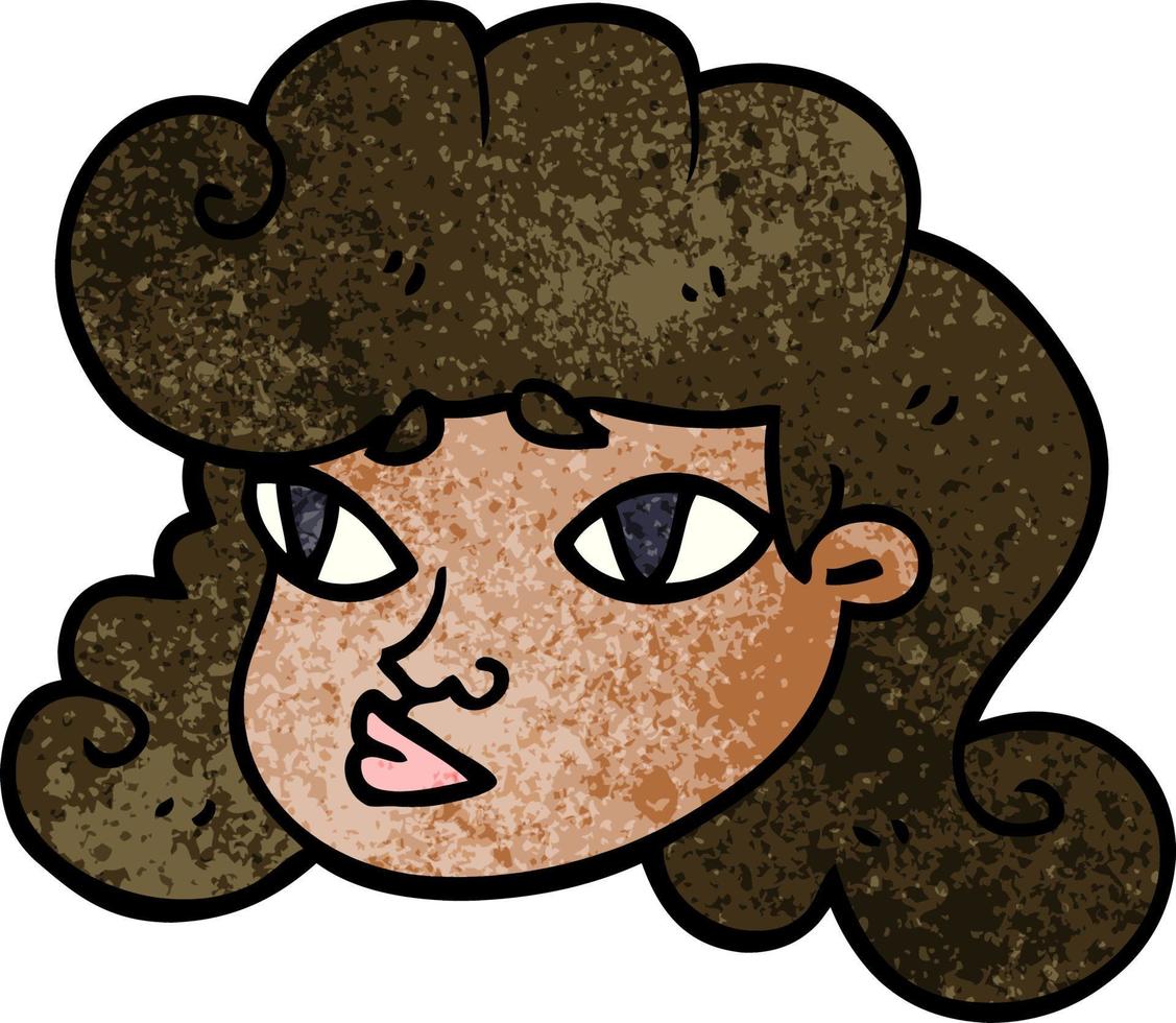 dessin animé doodle visage féminin vecteur