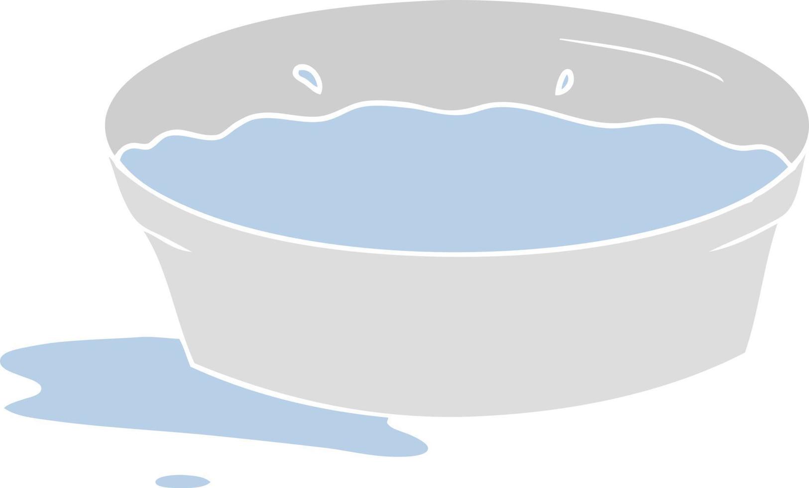bol d'eau pour chien de dessin animé de style plat couleur vecteur