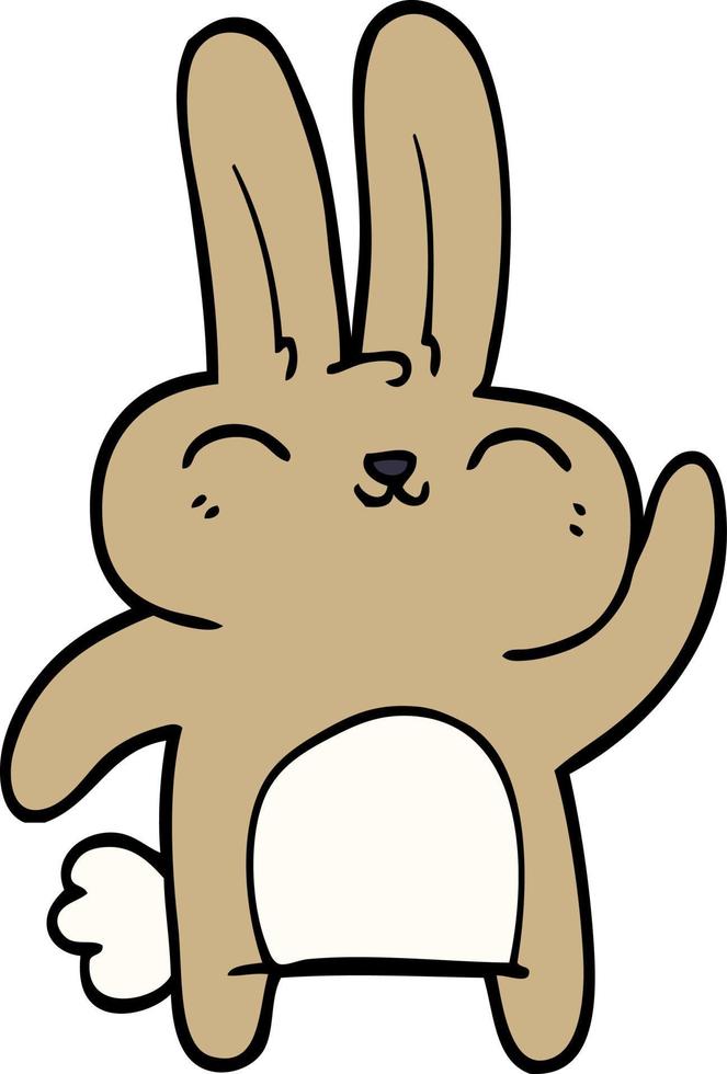 dessin animé doodle lapin heureux vecteur