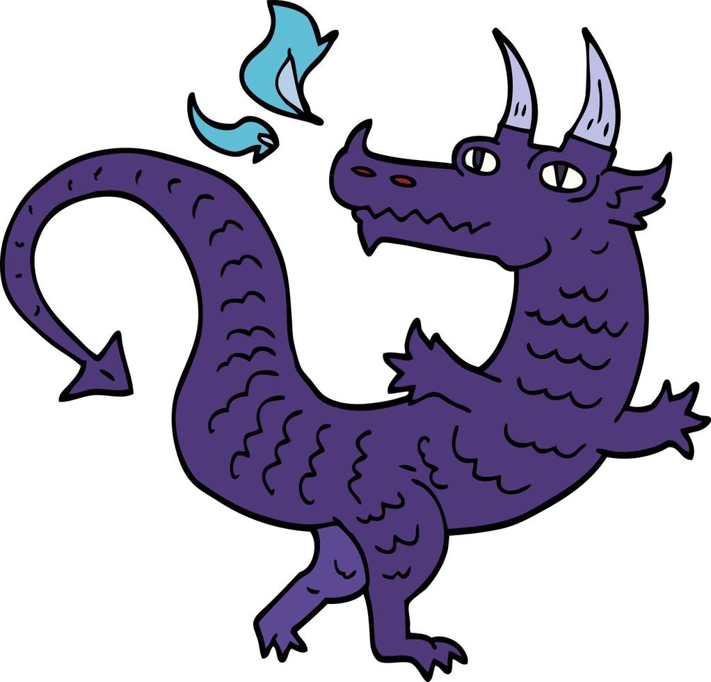 dessin animé doodle dragon magique vecteur
