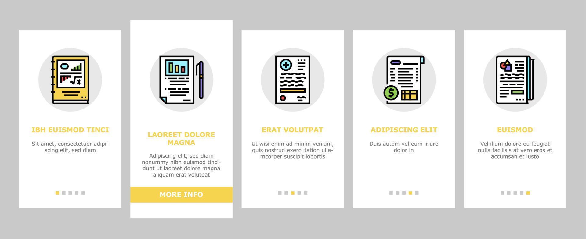 rapports documentation onboarding icons set vector