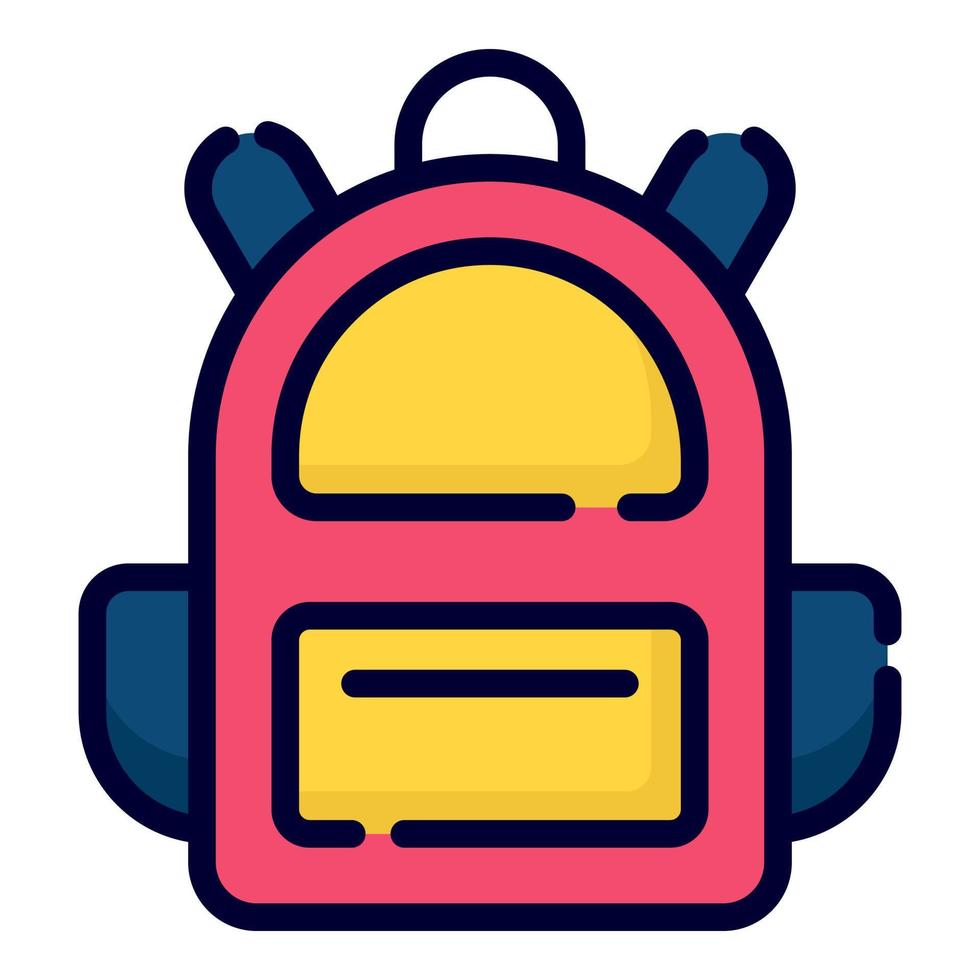 icône de vecteur de sac à dos. style de contour coloré pour le web et le mobile.