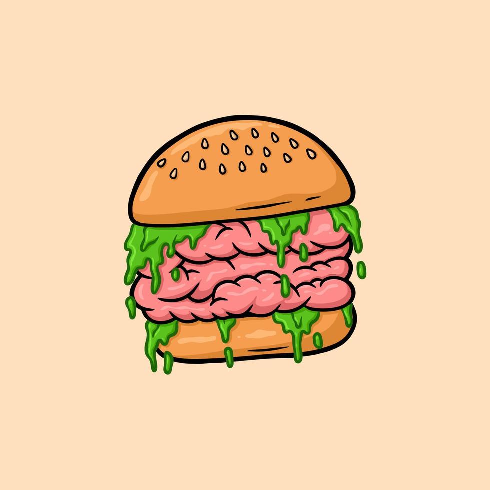 illustration vectorielle de cerveau burger dessin animé vecteur