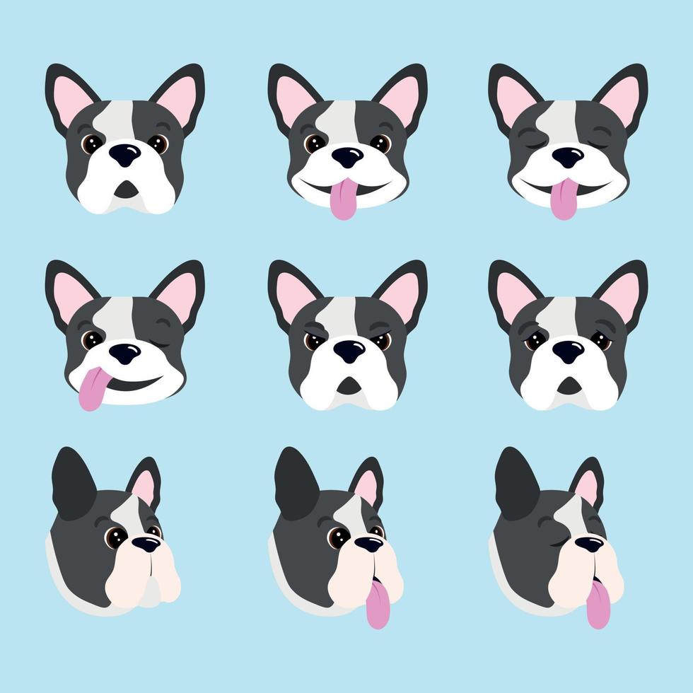 bouledogue français chien emoji émoticône expression vecteur