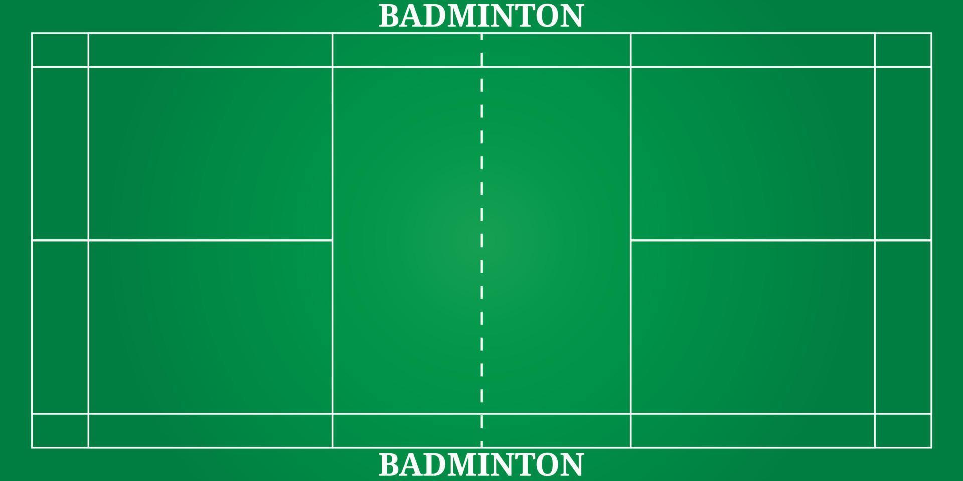 terrain de badminton vert, vue de dessus vecteur