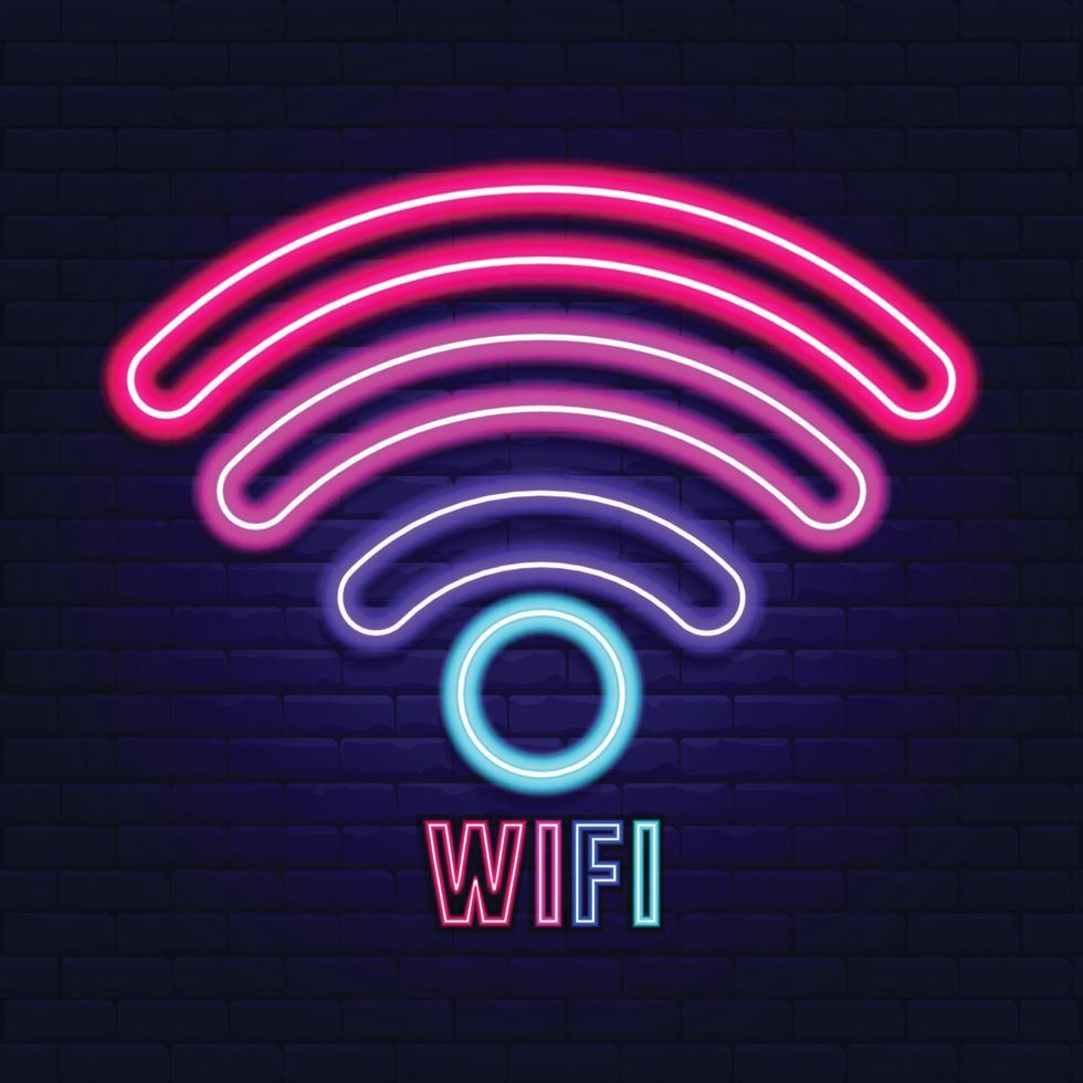 wifi avec la dernière technologie et décoré de néons étincelants vecteur