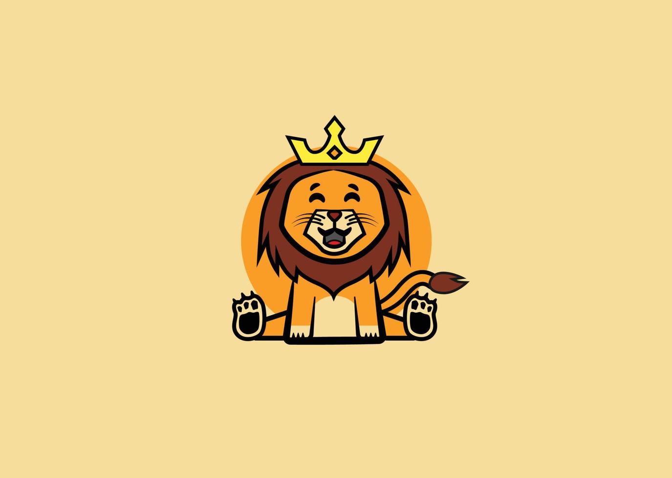 vecteur de lion mignon, logo, conception simple, orange, jaune.