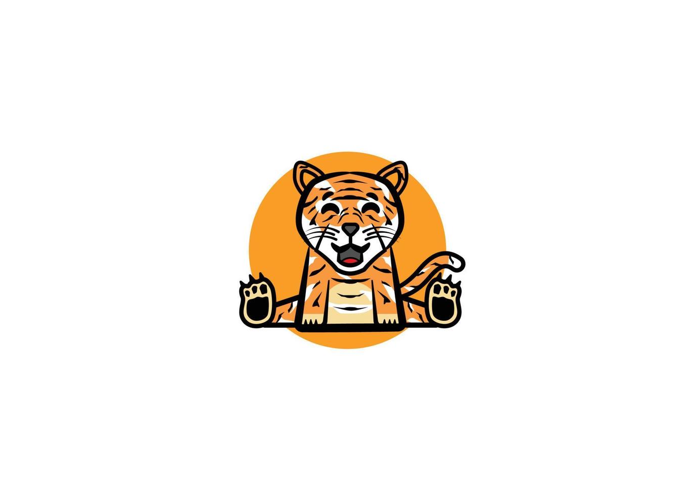 vecteur de tigre mignon, logo, conception simple, orange, blanc