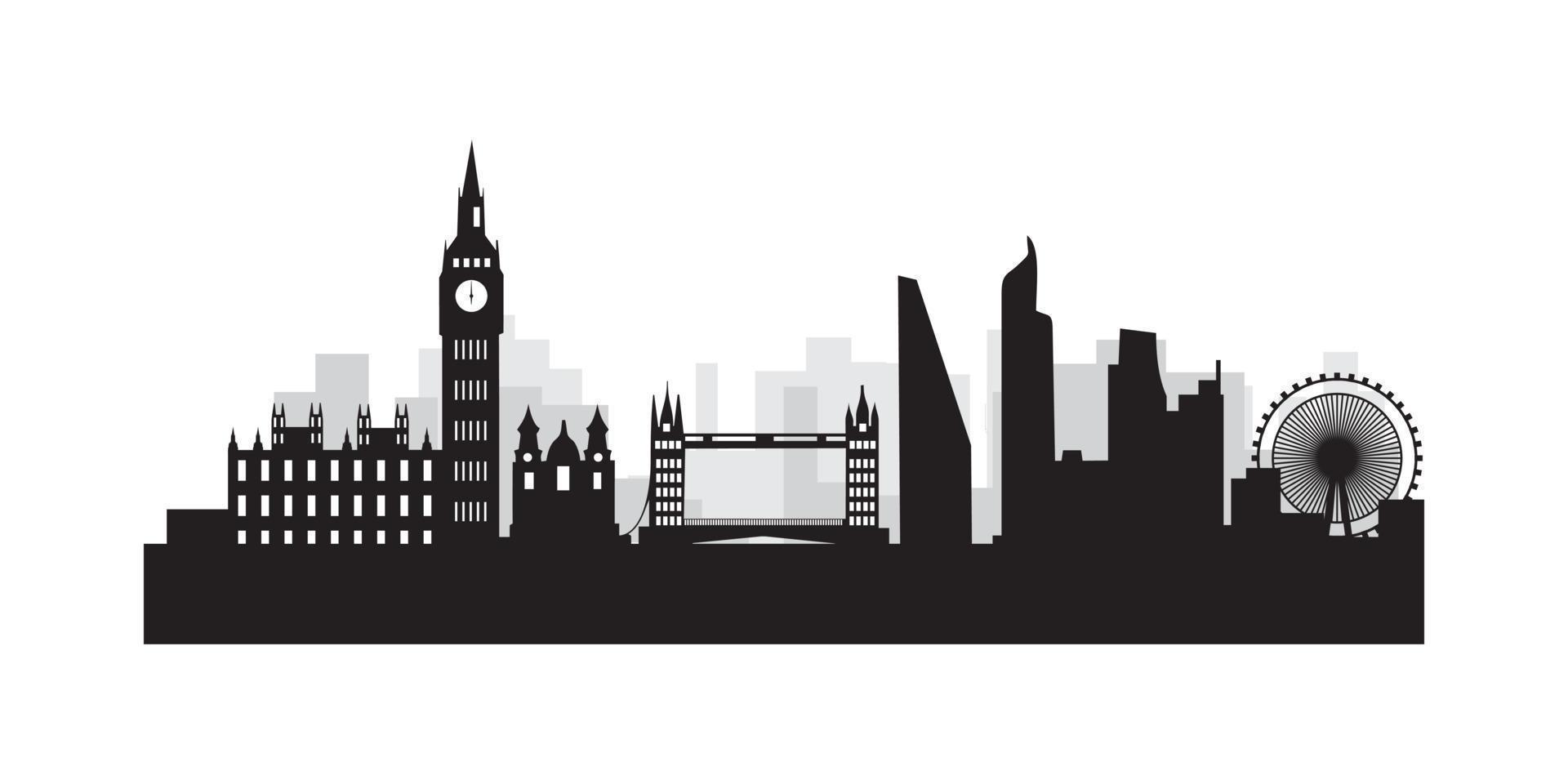 shilhouette de londres city skyline illustration de conception de paysage vecteur