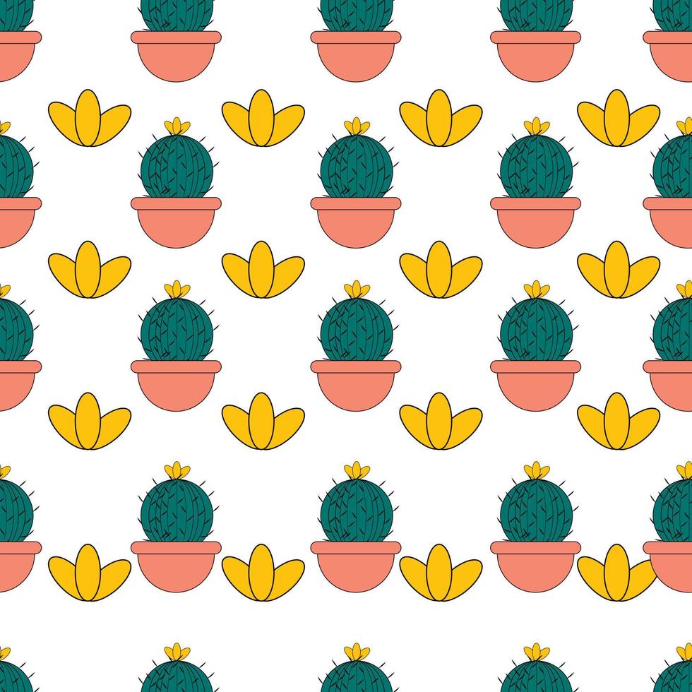 modèle sans couture de vecteur avec différents cactus