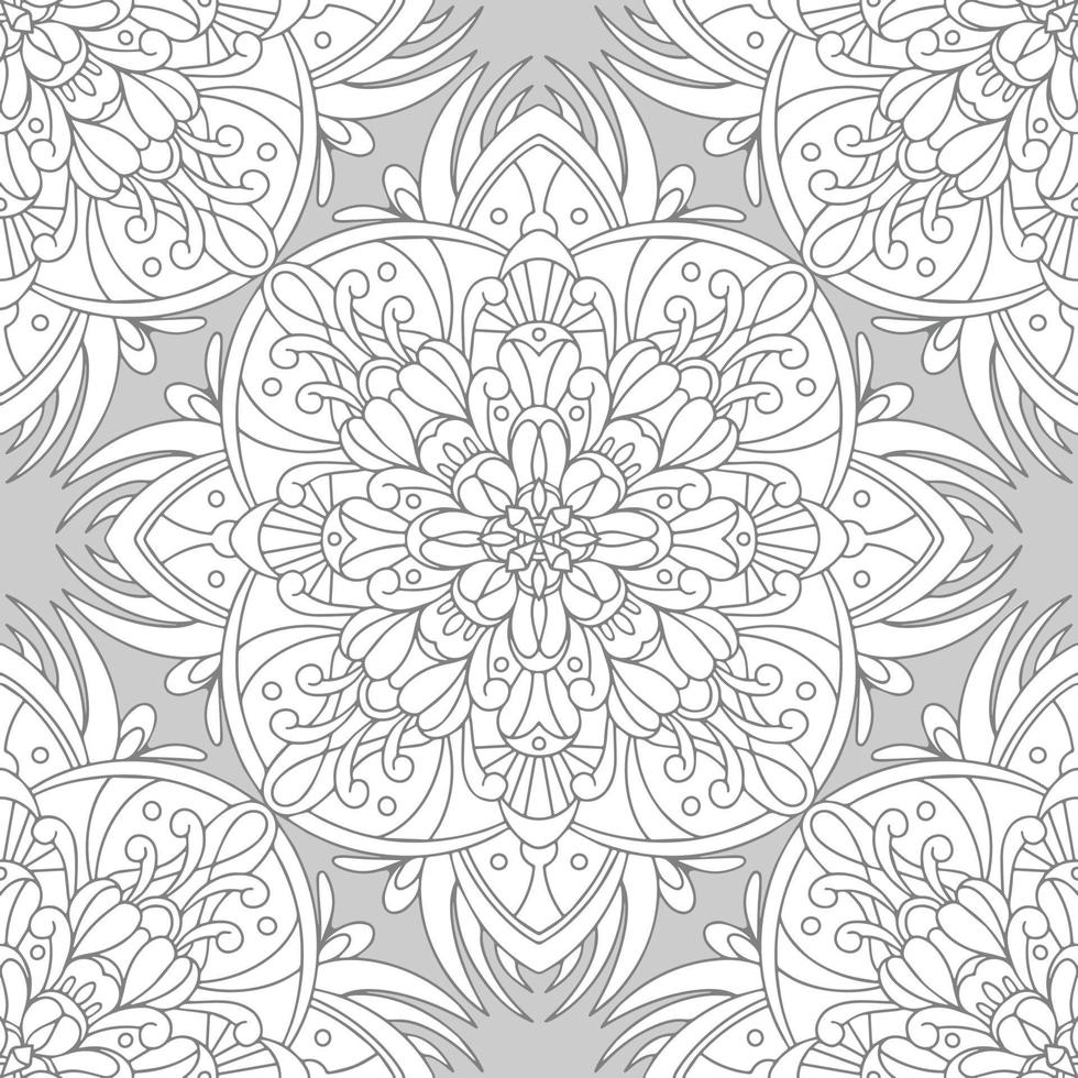 modèle sans couture de vecteur avec ornement de mandala. ornement folklorique ethnique. ornement damassé monochrome vintage. fond décoratif de vecteur. idéal pour n'importe quelle conception.