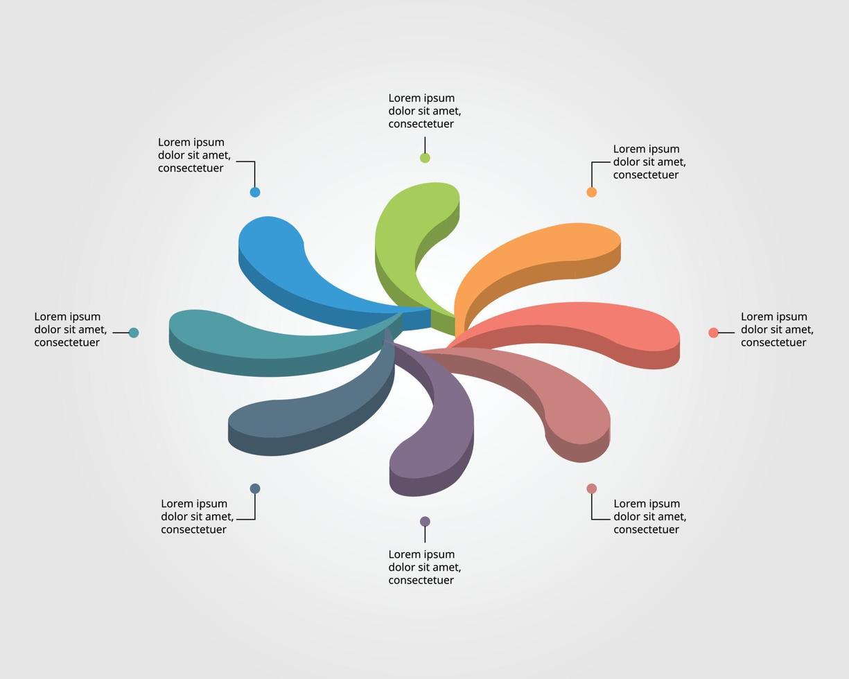 modèle de tableau de fleurs pour infographie pour présentation pour 8 éléments vecteur