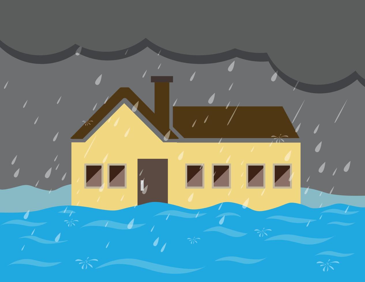 illustration de concept de pluie et d'inondation vecteur