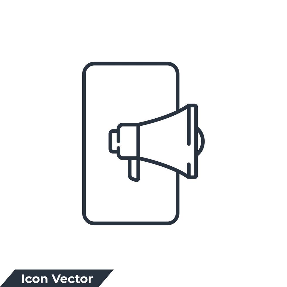 illustration vectorielle de marketing mobile icône logo. modèle de symbole mobile et mégaphone pour la collection de conception graphique et web vecteur