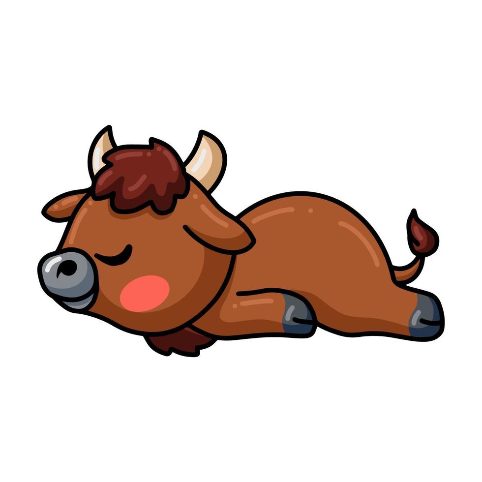 dessin animé mignon bébé yak endormi vecteur