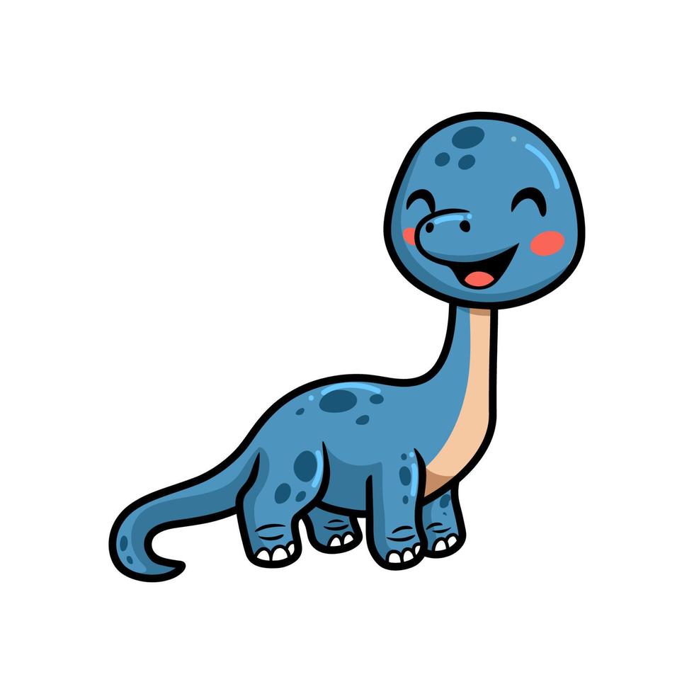 mignon petit dessin animé de dinosaure en riant vecteur