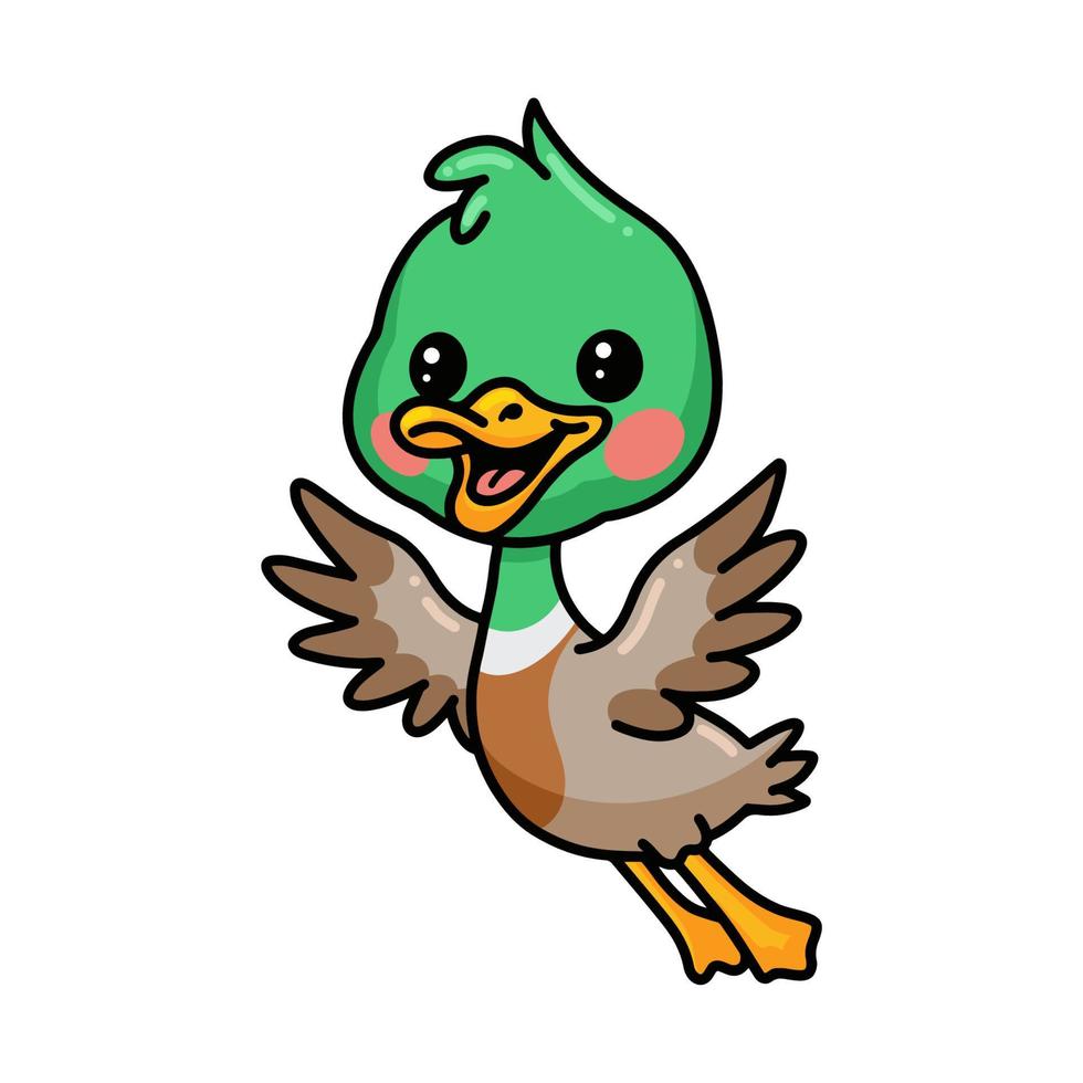 mignon petit dessin animé de canard volant vecteur