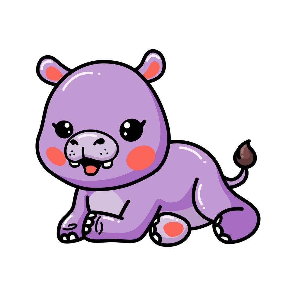 dessin animé mignon bébé hippopotame allongé vecteur