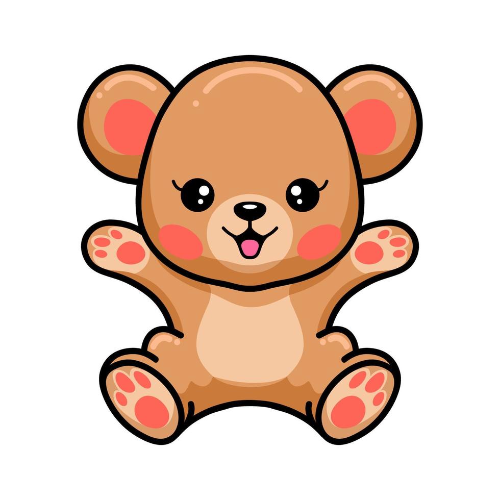 heureux, bébé, ours brun, dessin animé vecteur