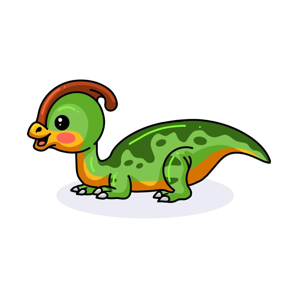 dessin animé mignon petit dinosaure parasaurolophus vecteur