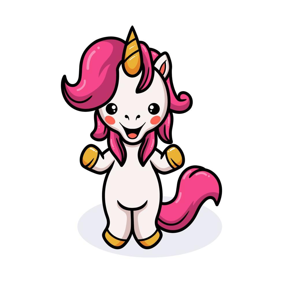 mignon, bébé, licorne, dessin animé, debout vecteur